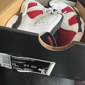 Jordan Retro TD Sneakers in White and Red